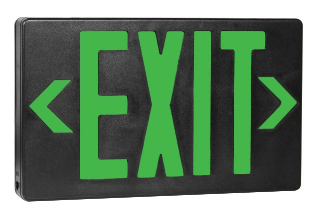 Exit Sign Black/Green AC Only